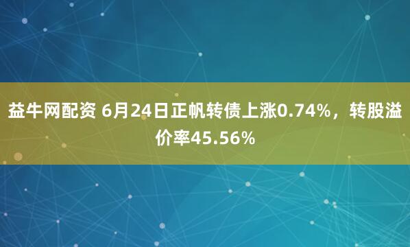 益牛网配资 6月24日正帆转债上涨0.74%，转股溢价率45.56%